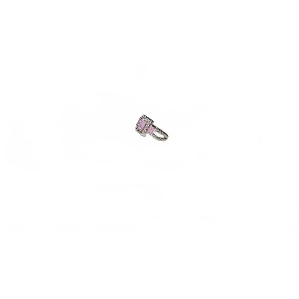 Elegant Silver Ring with Purple Gemstone and Clear Accents Size 6